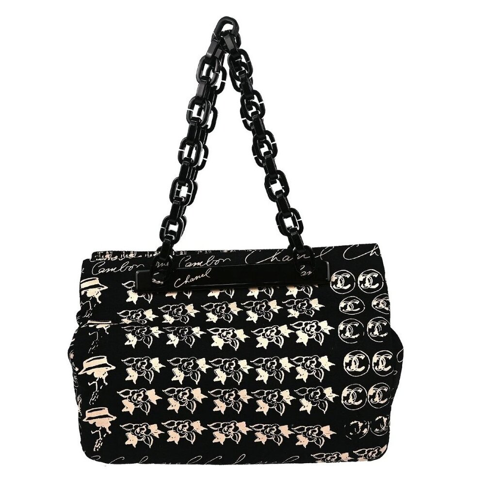 Chanel Black Canvas Chain Shoulder Bag